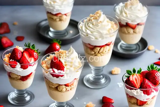 Strawberry Cream Parfaits with Coconut Macaroons