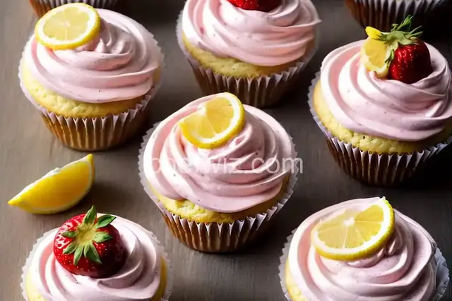 Strawberry Cupcakes with Lemon Zest Cream Cheese Icing