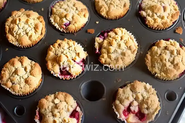 Strawberry-Rhubarb Crumble Muffins
