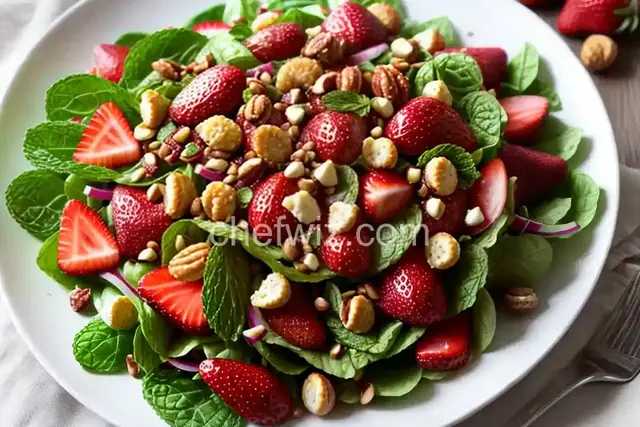 Strawberry-Rhubarb Salad with Mint and Hazelnuts