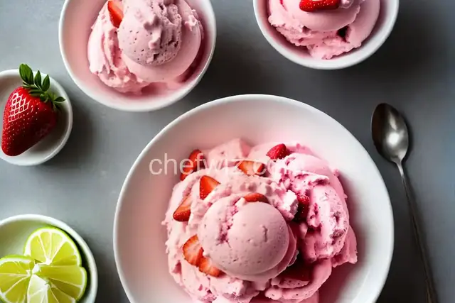 Strawberry Rosewater Ice Cream
