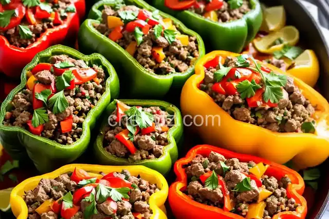 Stuffed Bell Peppers with Beef and Cabbage