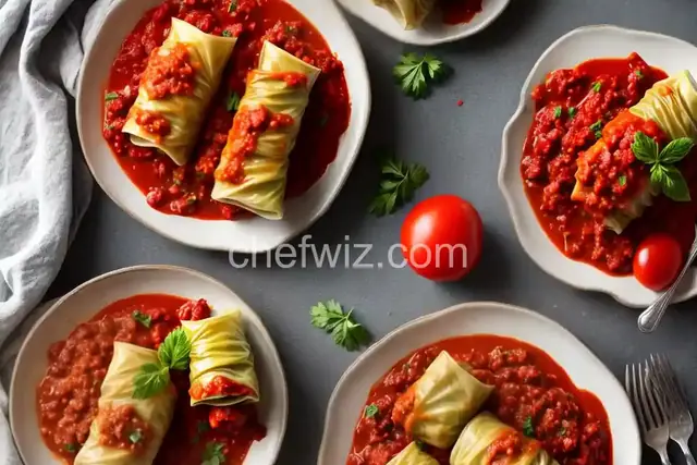 Stuffed Cabbage Rolls with Tomato Sauce