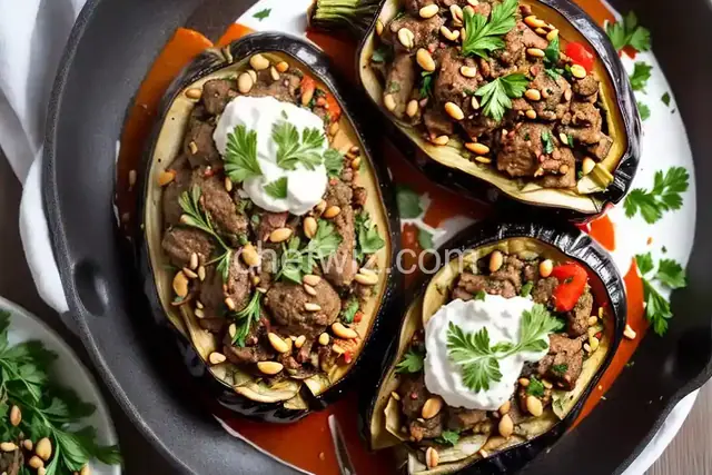 Stuffed Eggplant with Lamb and Pine Nuts from 'Jerusalem'