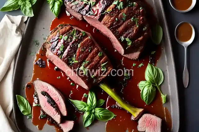 Stuffed Leg of Lamb with Balsamic-Fig-Basil Sauce