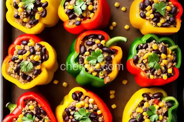 Stuffed Peppers with Corn, Black Beans, and Pepperjack