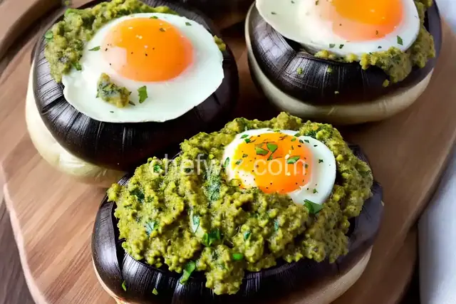 Stuffed Portobello Mushrooms with Egg and Pesto