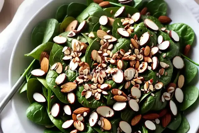 Sugar Toasted Almond Spinach Salad