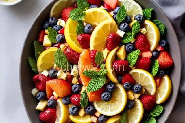 Summer Fruit Salad with a Lemon, Honey, and Mint Dressing