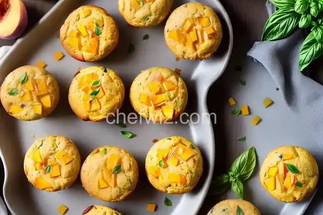 Summer Peach, Basil & Cheddar Muffins