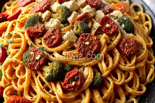 Sun-Dried Tomato Pesto Pasta with Roasted Vegetables