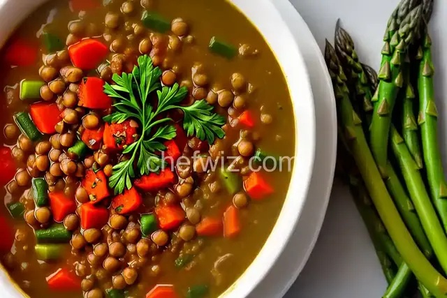 Sweet Lentil Soup with Asparagus Tips
