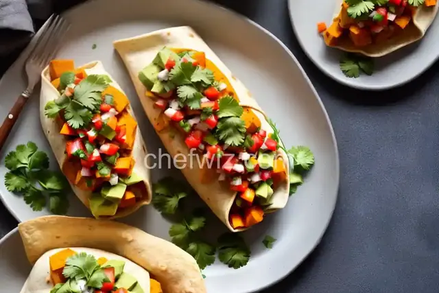 Sweet Potato Burrito Smothered in Avocado Salsa Verde