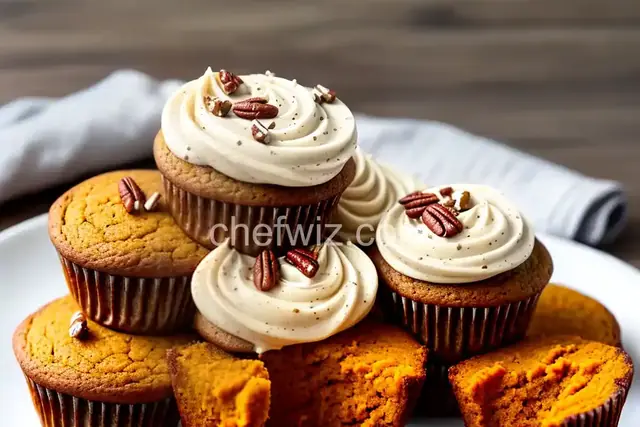 Sweet Potato Cupcakes, Brown Sugar Cream Cheese Frosting, Candied Pecans