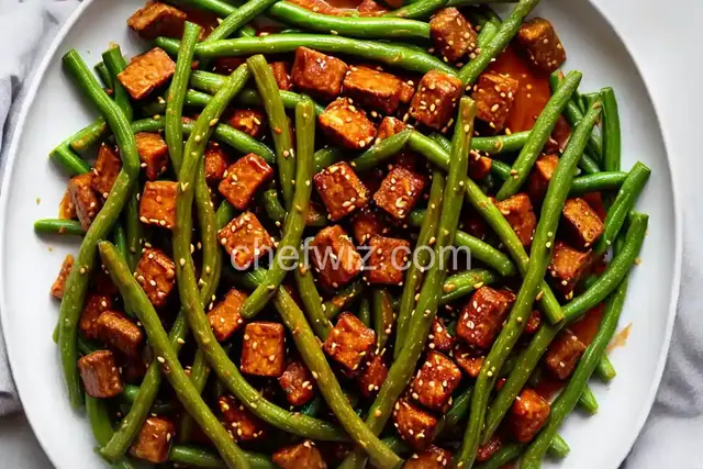 Sweet and Spicy Tempeh with Long Beans