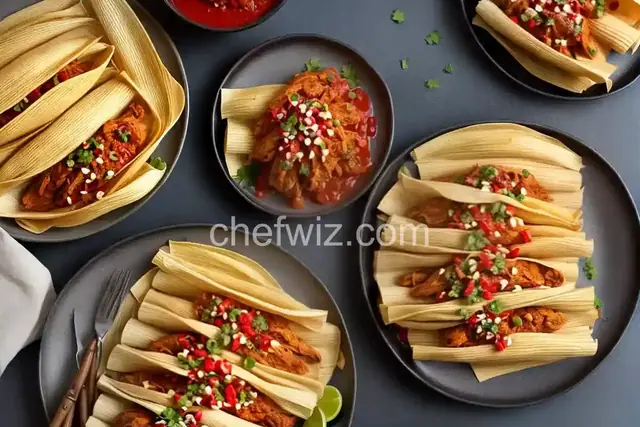 Tamales With Red Chili and Chicken Filling Recipe