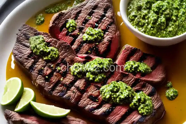 Ted Allen's Grilled Steak with Roasted Jalapeño Chimichurri Recipe