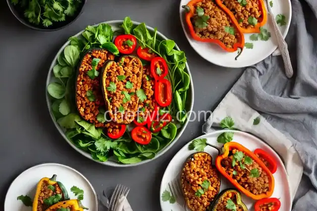 Tempeh-Bean Stuffed Peppers