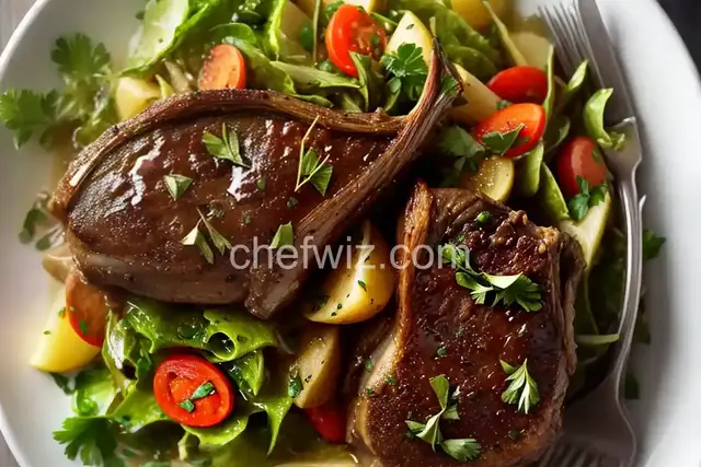 Tender Braised Lamb Shanks With Bitter Herb Salad Recipe