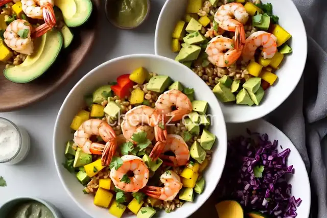 Tex Mex Shrimp and Squash Grain Bowl with Avocado Dressing