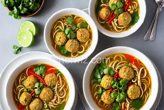 Thai Chicken Meatball Noodle Soup