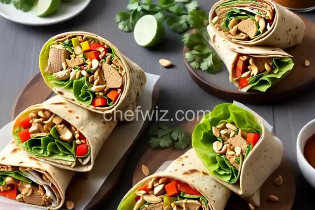 Thai Chicken Wrap with Spicy Peanut Sauce