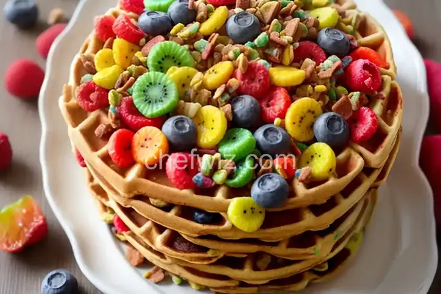 Tie-Dye Fruity Pebbles-Crusted Waffles