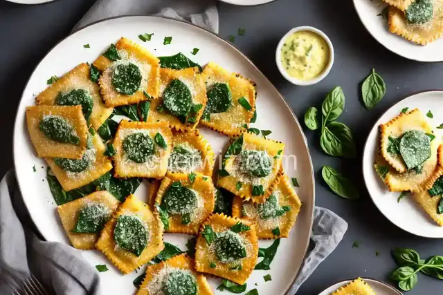 Toasted Garlic-Butter Ravioli with Spinach