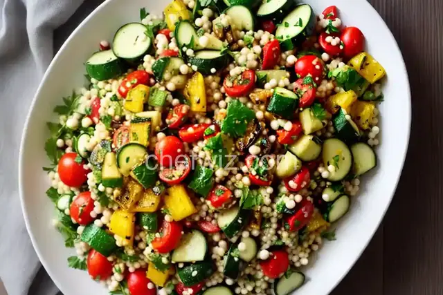 Toasted Israeli Couscous Salad with Grilled Summer Vegetables
