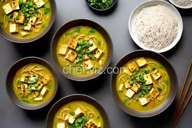 Tofu and Noodle Coconut-Curry Soup