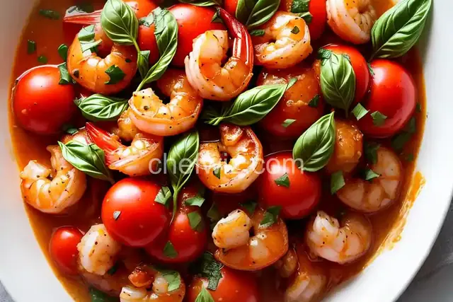 Tomato & Basil Shrimp in Garlic Butter Sauce