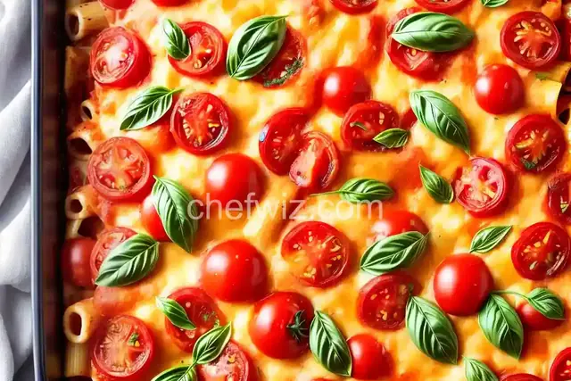 Tomato, Basil and Cheese Baked Pasta