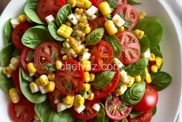 Tomato, Basil, and Corn Salad with Apple Cider Dressing