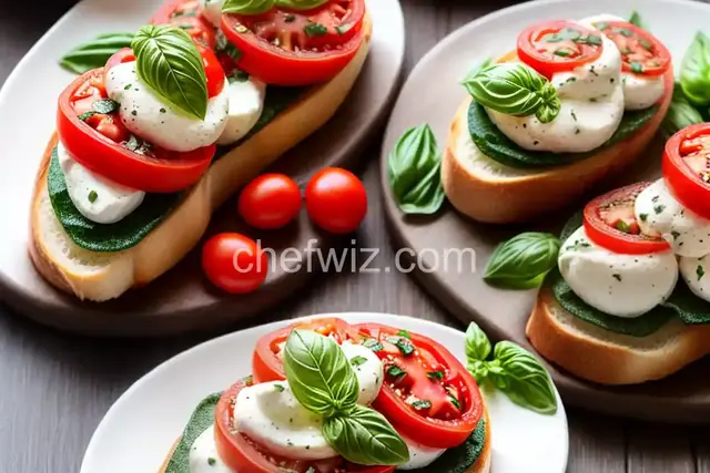 Tomato, Mozzarella and Basil Bruschetta