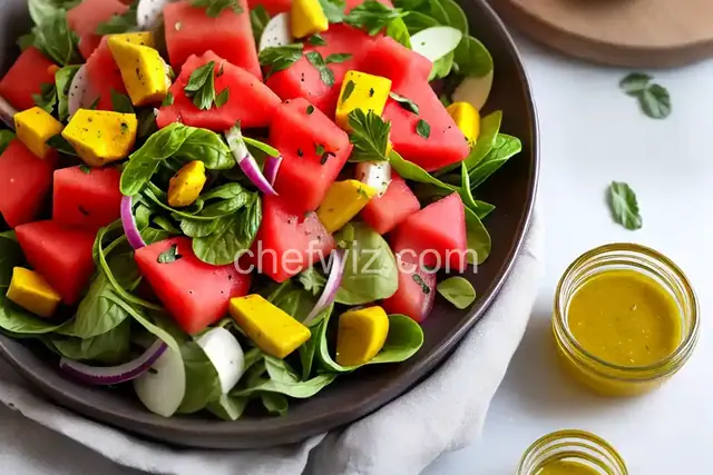 Tomato-Watermelon Salad With Turmeric Oil