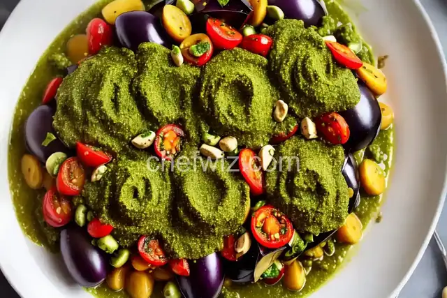 Trenette with Eggplant and Basil Pesto