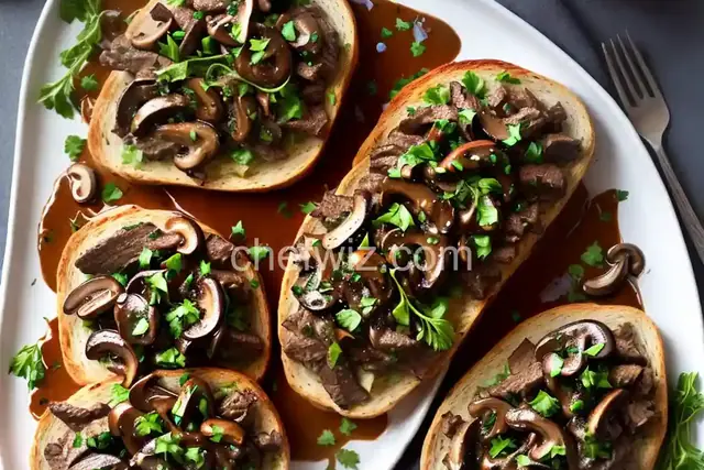 Tri-Tip Beef Stroganoff with Wild Mushrooms on Sourdough Toasts