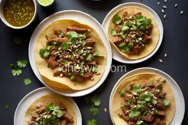 Tripe Tacos in Herbal Tomatillo Sauce with Toasted Seeds and Nuts