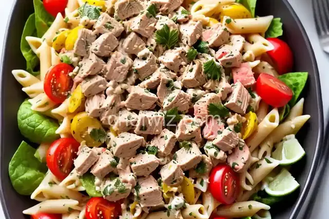 Tuna Souvlaki Pasta Salad