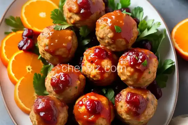 Turkey Cocktail Meatballs with Orange Cranberry Glaze