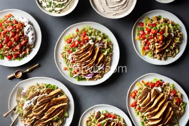 Turkey Shawarma with Tomato Relish and Tahini Sauce