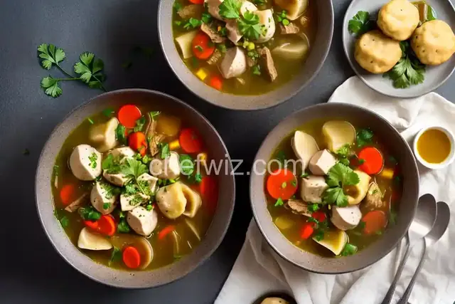 Turkey Soup with Dressing Dumplings