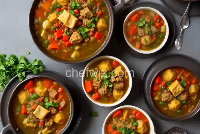 Turkey Vegetable Soup with Stuffing Dumplings