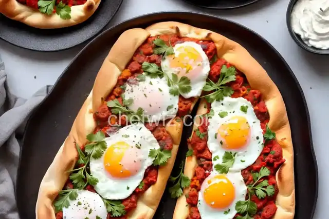 Turkish Pide with Eggs and Sucuk