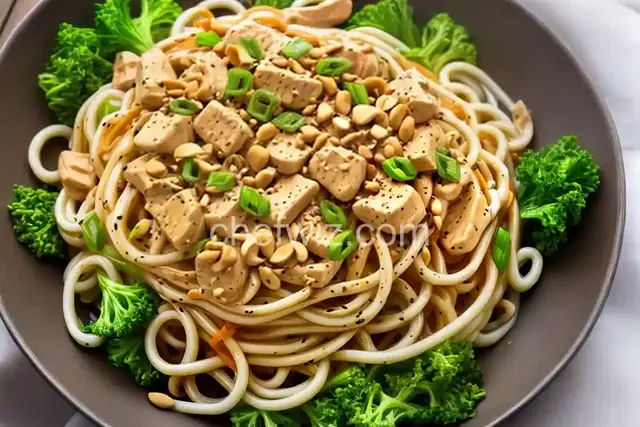 Udon With Chicken and Garlicky Peanut Dressing