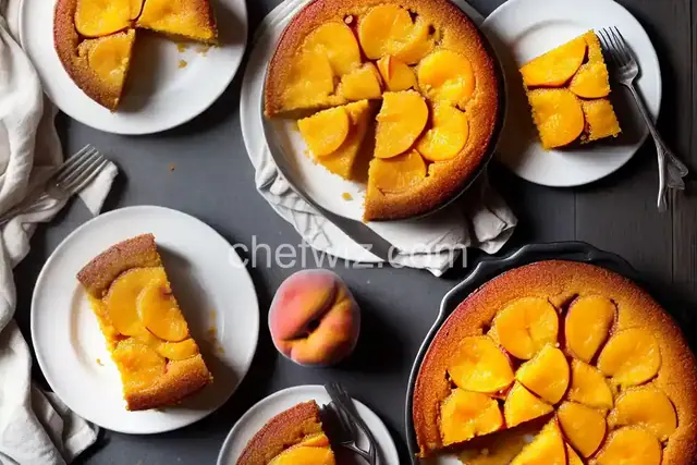 Upside-Down Peach Cornbread Cake