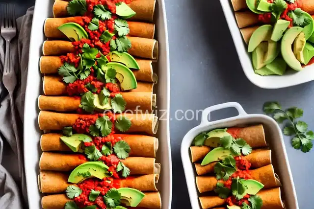 Vegan Pasilla Enchiladas with Avocado and TVP