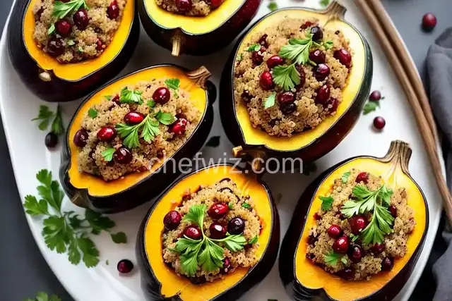 Vegan Quinoa-Cranberry Stuffed Acorn Squash