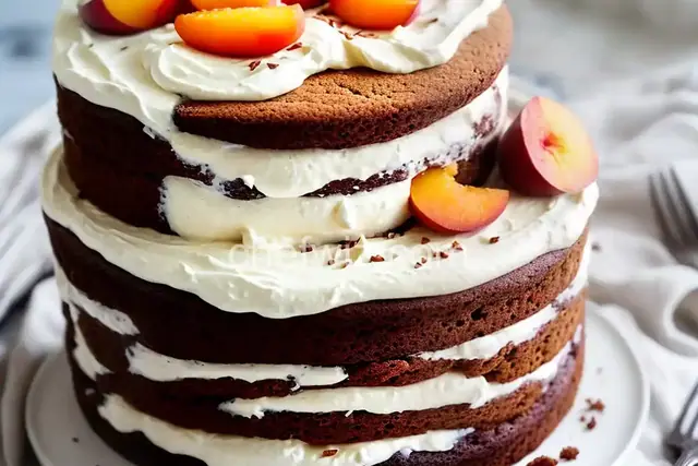 Vegan and Gluten-Free Naked Cake with Peaches and Coconut Cream