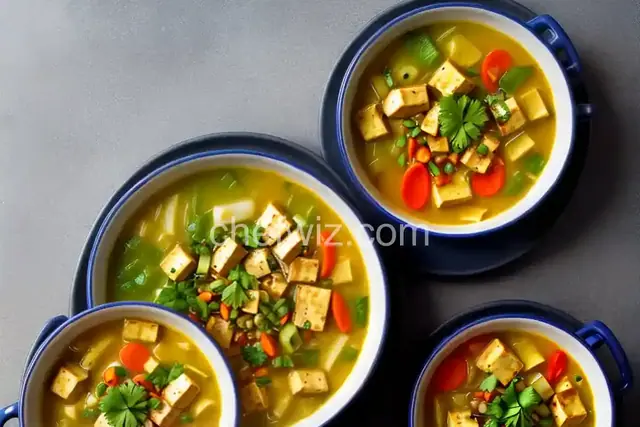 Vegetable Tofu Soup with Lemongrass and Coconut Milk